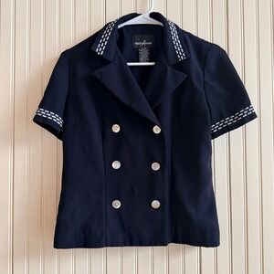 Positive Attitude Petite Navy Blue Double Breasted Blazer Size 4